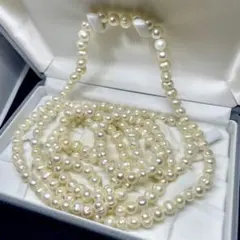 淡水パール ロングネックレス 約163.5cm バロック 真珠 ナチュラル