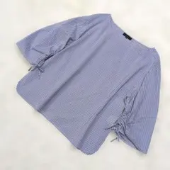 美品【7-ID concept. 】ストライプ五分袖チュニック 38(M)