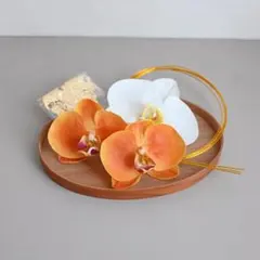 【胡蝶蘭と金水引と金箔】 オレンジの髪飾り 卒業式 結婚式 和装 成人式