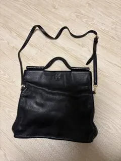 トリーバーチ　ブラックレザー　ショルダーバッグ