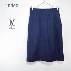 a2865【インデックス】花柄レースタイトスカート バッグプリーツ ネイビー M