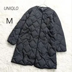 ユニクロ ウルトラライトダウンリラックスコート ノーカラー スナップボタン 黒