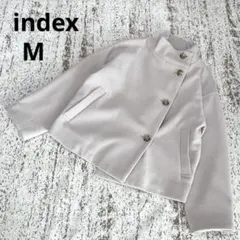 インデックス スタンドカラーショートコート M グレージュ 冬 防寒 シンプル