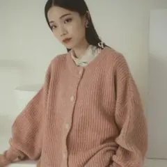 VANNIE U ミックスオーバーニットカーディガン ピンク