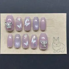 現品　蝶　パープル　ネイルチップ