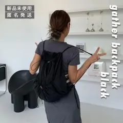 新品｜ギャザーバックパック 黒 ブラック レディース メンズ ショルダー 大容量