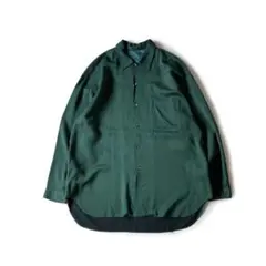 50sビンテージ半袖ギャバジンシャツ無地レーヨンシャツMLくすみカラー