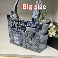 デニムリメイクバック　トートバッグ　big size ショルダー　ハンドメイド