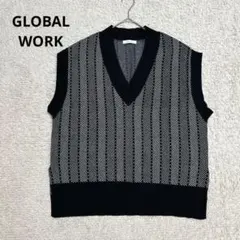 【GLOBAL WORK】グローバルワーク　Vネック　ニットベスト　ブラックのサムネイル