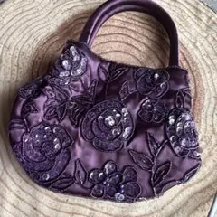 Dragon Magic パーティーバッグ ビーズ刺繍 サテン パープル