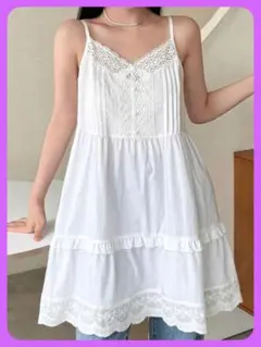 キャミソール キャミワンピ チュニックワンピース 重ね着 ノースリーブ レース