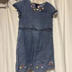 ミキハウス⭐︎デニム花刺繍半袖ワンピース　120cm