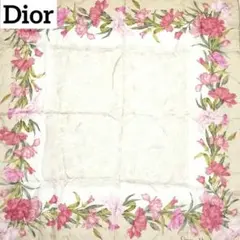 Christian Dior ディオール スカーフ 大判 シフォン 花 ベージュ