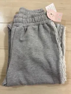 しまむら ayano レース スウェット パンツ グレー ワイド 裏起毛 L