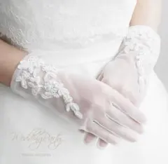 ANNAN WEDDING ショートグローブ 白 透け感刺繍