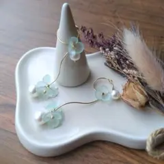 No.303　鈴丸パール　イヤーカフ　ハンドメイド　グリーン