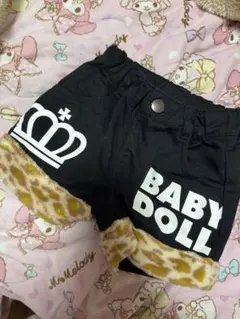 BABY DOLL 黒色ショートパンツ ヒョウ柄