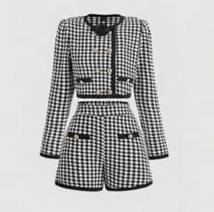 SHEIN MOD レトロ ブラック&ホワイトチェック セットアップ ジャケット