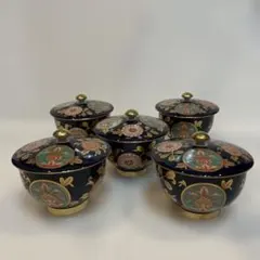 有田焼　清右衛門　古伊万里　金彩　蓋付き湯呑み5客セット