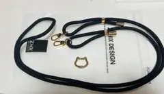 猫のスマホショルダーストラップ ブラック