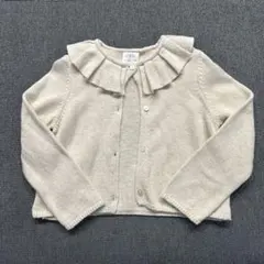 ZARAアイボリー フリル付きカーディガン