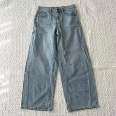 ジーユー ワイドデニムパンツ ライトブルー M 美脚 ゆったり 春夏