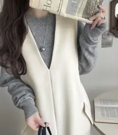 classicalelf ポケット付 Vネック ワンピース