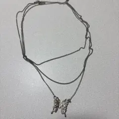 蝶モチーフ 多重チェーンネックレス