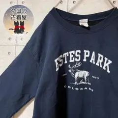 ギルダン メンズ S スウェット トレーナー ネイビー US古着 地名 都市