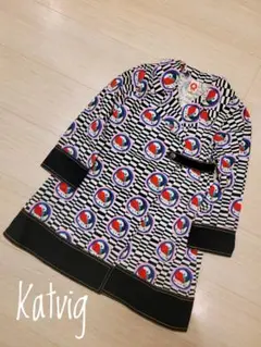 新品 未使用 Katvig トレンチコート アウター 北欧 マリメッコ風 総柄