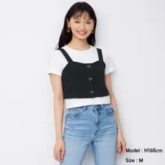 GU【美品】フロントボタンビスチェ　ブラック　サイズM　705