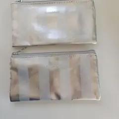 Pianissimo シルバー ストライプ ポーチ2個