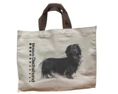 ミニチュアダックス トートバッグ ミニサイズ 犬柄 ベージュ×ブラウン