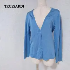 0086　【トラサルディ】カーディガン　長袖　Vネック　シンプル　L