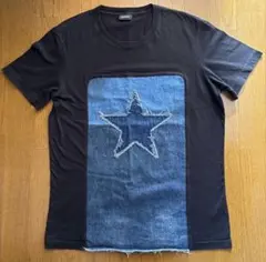 DIESEL デニムパッチ ブラック Tシャツ ユニセックス XL