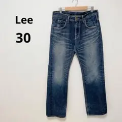 リー デニムパンツ 30インチ ストレート　ブルー　コットン　無地　牛革　日本製のサムネイル