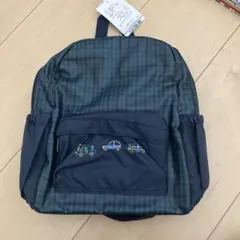 キッズ リュック チェック柄 乗り物刺繍のサムネイル