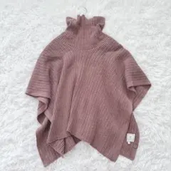 【ロペピクニック】タートルネックニットポンチョ　ベスト　ブラウン　38
