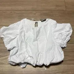 袖カワ！ZARA 半袖　S パフスリーブ　シャツ　白　レディース　半袖シャツのサムネイル