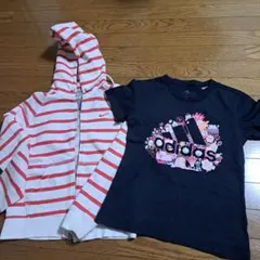 adidas Tシャツ 　NIKE パーカー セット　155