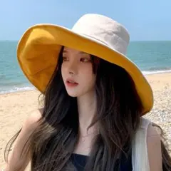 つば広帽子　UVカット　紫外線防止　日焼け防止　バケットハット　リバーシブル