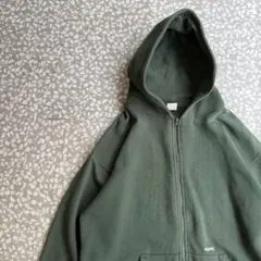 【サイズ表記無し白タグ、90年代】オールドステューシー古着ジップパーカー刺繍緑