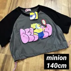 【新品】140 ミニオンズ ドロスト キャラクター Tシャツ 半袖 女の子 黒のサムネイル