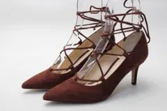 39■新品♪FABIO RUSCONI レースアップパンプス(35 半)BR