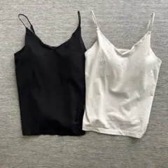 BEAUTY&YOUTH カップ付き Vネックキャミソール 黒・白 2点のサムネイル