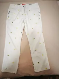 marie claire レディース　刺繍柄9分丈パンツ LL春夏用　白のサムネイル
