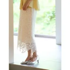 [美品]CELFORD リボンレーススカート　ホワイト