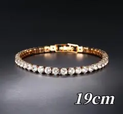 ブレスレット テニス ヒップホップ 19 クリスタル ゴールド スワロフスキー