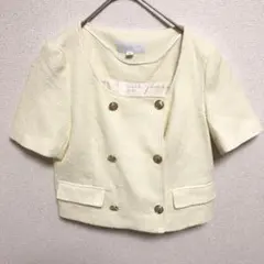 【ZARA】(S)ツイード調ダブルボタンショートジャケット/上品春コーデ/可愛い