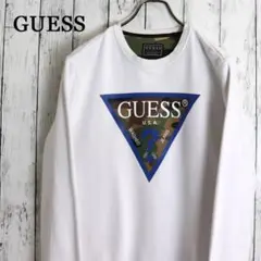 GUESS ゲス カモフラロゴプリント 袖ブランドロゴ スウェット トレーナー